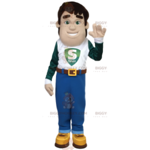 BIGGYMONKEY™ Maskottchenkostüm für Herren in Jeans und T-Shirt