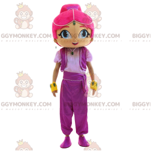 Oriental girl BIGGYMONKEY™ mascot costume with beautiful pink