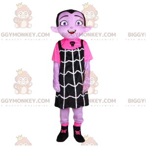 Pikku vampyyrityttö BIGGYMONKEY™ maskottiasu mustalla mekolla -