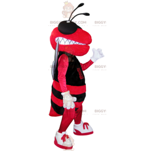 Costume de mascotte BIGGYMONKEY™ d'abeille rouge et noire.