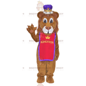 Lion BIGGYMONKEY™ Mascot Costume with Beautiful Purple Crown -