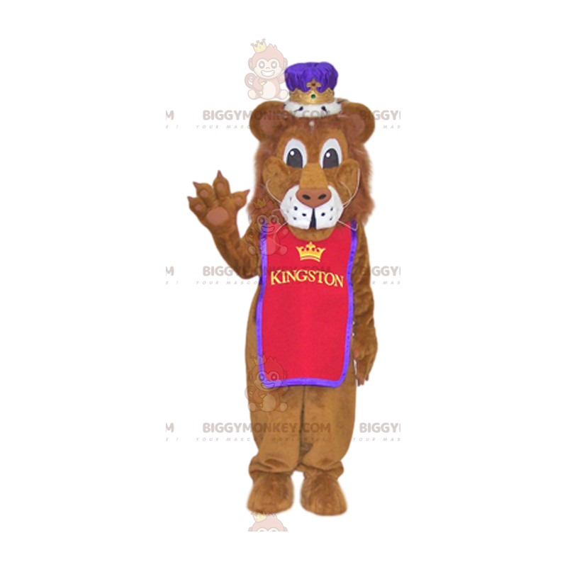 Costume da mascotte Leone BIGGYMONKEY™ con bellissima corona