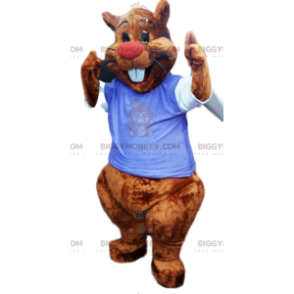BIGGYMONKEY™ majavan maskottiasu sinisellä trikoolla. majavan puku - Metsän eläimiä - BIGGYMONKEY_012110 - BiggyMonkey.com