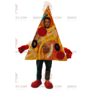 Peperoni-Oliven-Gourmet-Pizza BIGGYMONKEY™ Maskottchen-Kostüm.