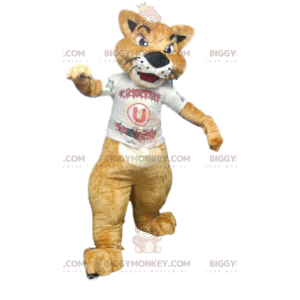Traje de mascote Cougar BIGGYMONKEY™ com camisa de torcedor. –