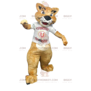 Traje de mascote Cougar BIGGYMONKEY™ com camisa de torcedor. –