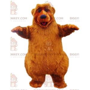 Στολή μασκότ BIGGYMONKEY™ κόκκινης αρκούδας με όμορφη γούνα. -