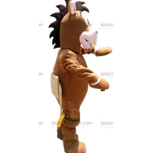 BIGGYMONKEY™ Braunes Esel-Maskottchen-Kostüm mit hübscher Mähne