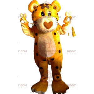 BIGGYMONKEY™ mascot costume of leopard with its heart-shaped