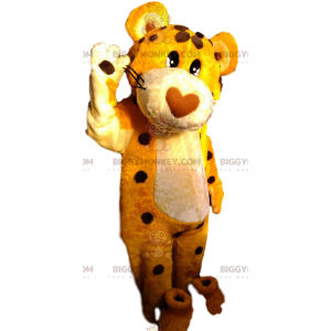 BIGGYMONKEY™ Maskottchenkostüm eines Leoparden mit herzförmiger