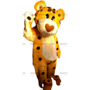 BIGGYMONKEY™ Maskottchenkostüm eines Leoparden mit herzförmiger