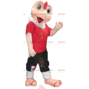 Turkije BIGGYMONKEY™ mascottekostuum in rode sportkleding. Turkije kostuum - Hennen mascotte - Hanen - Kippen - BiggyMonkey.com