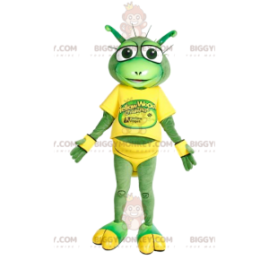 Grasshopper BIGGYMONKEY™ Mascot Costume In Yellow Running