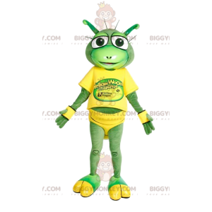 Στολή μασκότ Grasshopper BIGGYMONKEY™ σε κίτρινη στολή για τρέξιμο - Μασκότ εντόμων - BIGGYMONKEY_012126 - BiggyMonkey.com