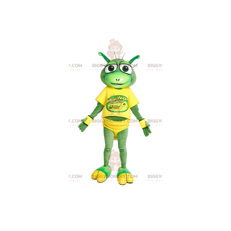 Grasshopper BIGGYMONKEY™ Mascot Costume In Yellow Running