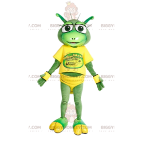 Grasshopper BIGGYMONKEY™ Mascot Costume In Yellow Running