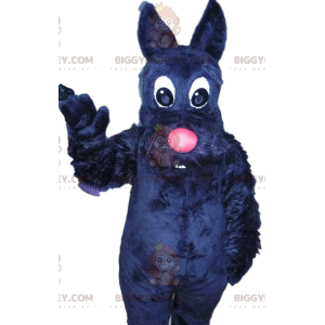 BIGGYMONKEY™ Maskotdräkt Liten svart hund med rosa nosparti -