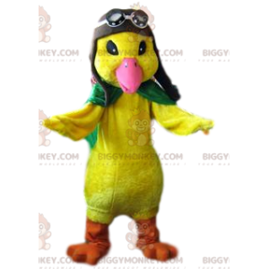 Big Yellow Chick BIGGYMONKEY™ mascottekostuum in pilotenoutfit