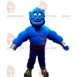 Blue Genie BIGGYMONKEY™ maskotdräkt från Aladdin. Genie kostym