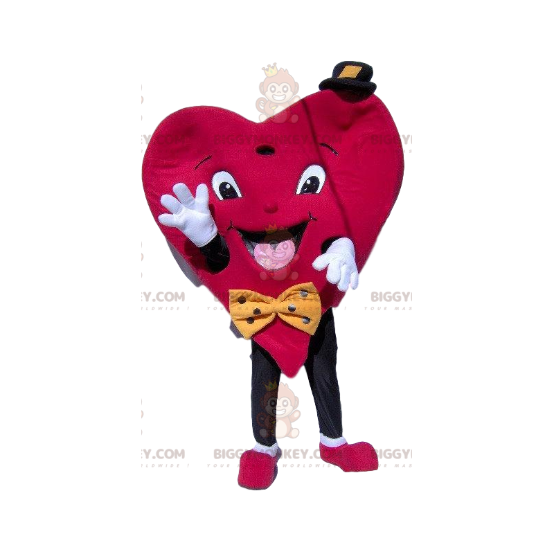 Costume de mascotte BIGGYMONKEY™ de cœur avec un petit chapeau Costume de mascotte BIGGYMONKEY™ de cœur avec un petit chapeau