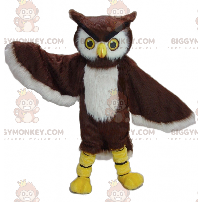 Costume mascotte gufo bianco e marrone BIGGYMONKEY™ -