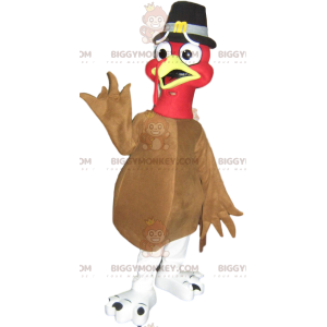 Disfraz de mascota BIGGYMONKEY™ Tan pavo con sombrero marrón -