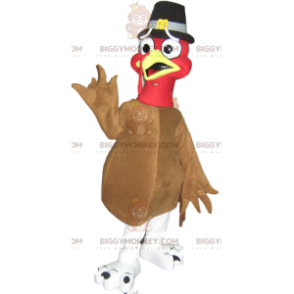 Traje de mascote BIGGYMONKEY™ marrom peru com chapéu marrom –