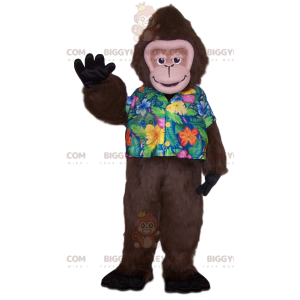 Monkey BIGGYMONKEY™ mascot costume with tropical shirt. monkey