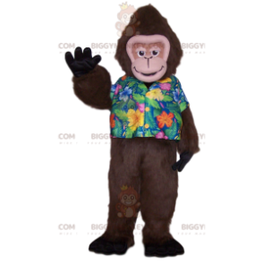 Disfraz de mascota mono BIGGYMONKEY™ con camiseta tropical.