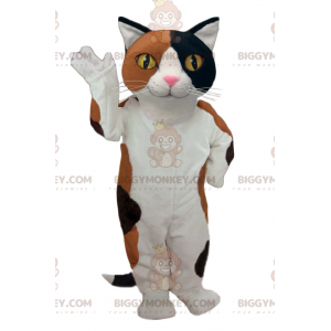 Very successful white black and brown cat BIGGYMONKEY™ mascot