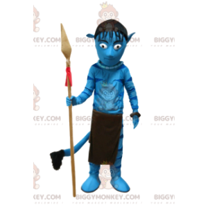 Blue Native Warrior BIGGYMONKEY™ maskotkostume med spyd -