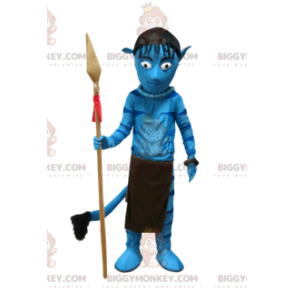 Blue Native Warrior BIGGYMONKEY™ maskotkostume med spyd - Menneskelige maskoter - BIGGYMONKEY_012141 - BiggyMonkey.com