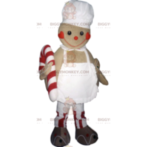 Στολή μασκότ BIGGYMONKEY™ Gingerbread Man With A Candy Cane