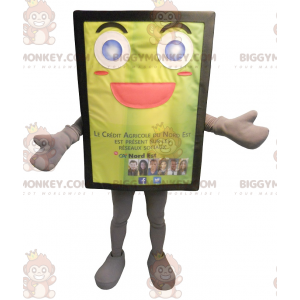 Fröhliches gelbes Billboard BIGGYMONKEY™ Maskottchen-Kostüm - Maskottchen von Objekten - BIGGYMONKEY_0144 - BiggyMonkey.com