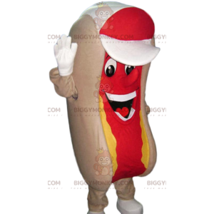 Costume de mascotte BIGGYMONKEY™ de hot-dog avec moutarde.