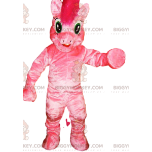 BIGGYMONKEY™ maskotdräkt av rosa ponny med galen man -