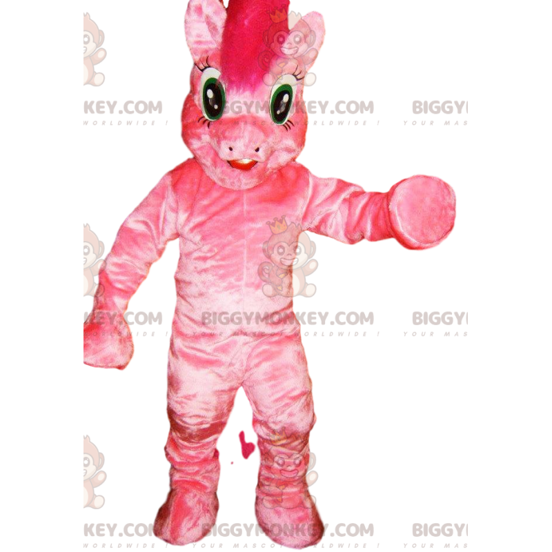 BIGGYMONKEY™ mascot costume of pink pony with crazy mane -