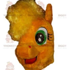 BIGGYMONKEY™ mascot costume of yellow pony with crazy mane -