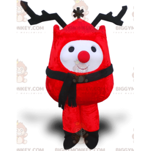 BIGGYMONKEY™ maskotkostume Rød snemand med store sorte gevirer