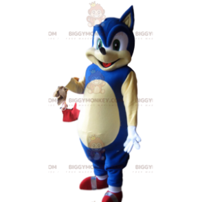 BIGGYMONKEY™ mascottekostuum van Sonic, Sega's beroemde blauwe egel - Mascottes beroemde mensen - BiggyMonkey.com