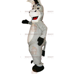 Traje de mascote BIGGYMONKEY™ de burro cinza super alegre.