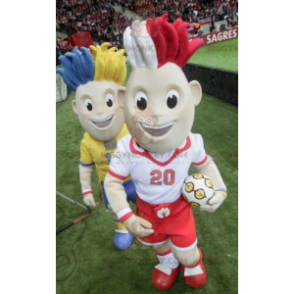 2 Maskot fotbalisty BIGGYMONKEY™ s barevnými vlasy –