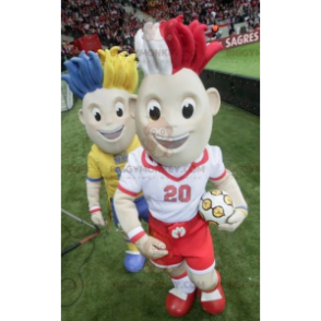2 voetballer BIGGYMONKEY's mascotte met gekleurd haar -