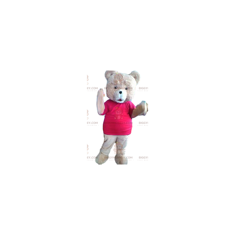 Costume da mascotte dell'orso rosa BIGGYMONKEY™ con jersey Costume da mascotte dell'orso rosa BIGGYMONKEY™ con jersey