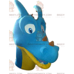 Blauw en geel dinosaurus BIGGYMONKEY™ mascottekostuum.