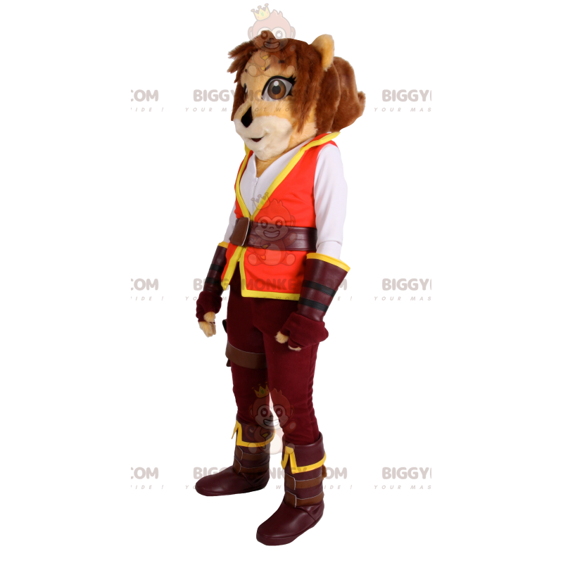 Costume de mascotte BIGGYMONKEY™ de féline en tenue de Costume de mascotte BIGGYMONKEY™ de féline en tenue de