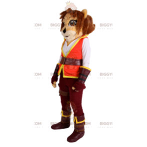 BIGGYMONKEY™ Mascot Costume Feline In Vintage Military Outfit –
