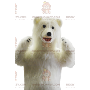 Sehr fröhliches Eisbär BIGGYMONKEY™ Maskottchenkostüm. Kostüm