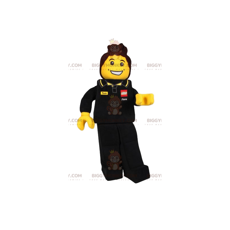 BIGGYMONKEY™ Playmobil Storekeeper Mascot Costume In Black BIGGYMONKEY™ Playmobil Storekeeper Mascot Costume In Black