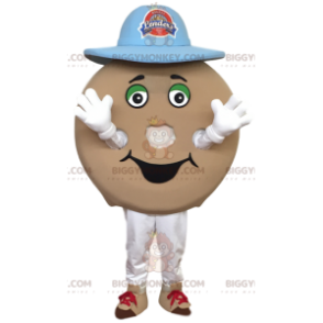 Traje de mascote Bagel BIGGYMONKEY™ com chapéu azul. traje de
